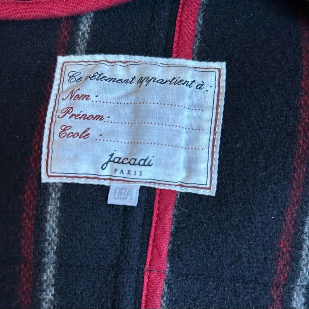 Vintage Jacadi Paris Navy Blue Wool Blend Classic Boys Duffle Winter Coat Size 8 - Picture 10 of 12